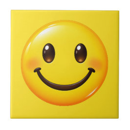 Azulejo De Cerâmica Padrão de Emoji Sorriso Feliz Colorido