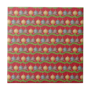 Azulejo De Cerâmica Padrão de enfeites de bola de Natal Feliz