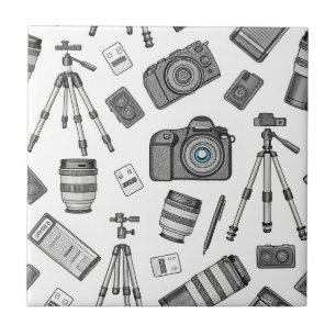 Azulejo De Cerâmica Padrão de Equipamento de Fotografia Vintage