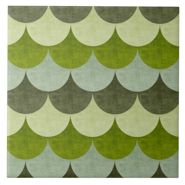 Azulejo De Cerâmica Padrão de Escala de Dragões Escalável Verde (Frente)
