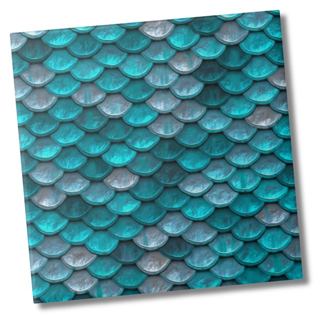 Azulejo De Cerâmica Padrão de Escala de Sereia Metálico Turquesa (Metallic Turquoise Teal Mermaid Scales Pattern ceramic tile)