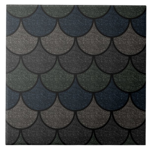 Azulejo De Cerâmica Padrão de Escama de Dragão Escalonada Escura
