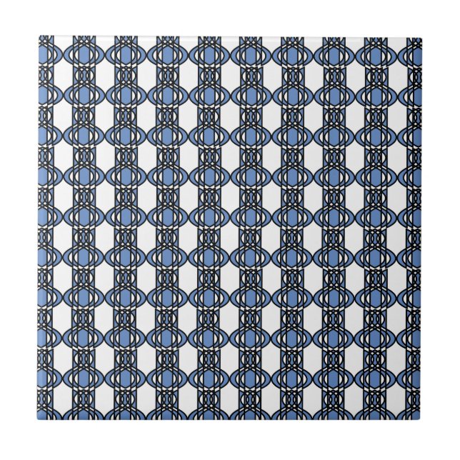 Azulejo De Cerâmica Padrão de escaravelho Abstrato Azul do Mod Retro (Frente)