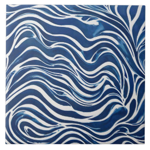 Azulejo De Cerâmica Padrão de espiral branco azul 06