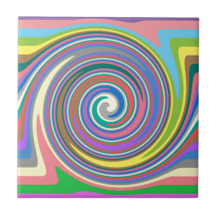 Azulejo De Cerâmica Padrão de espiral colorida do arco-íris