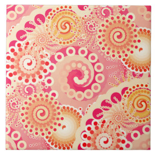 Azulejo De Cerâmica Padrão de espiral, coral, pêssego