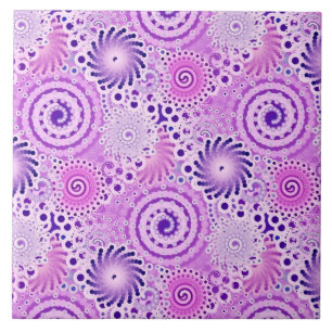Azulejo De Cerâmica Padrão de espiral frontal, violeta, orquídea