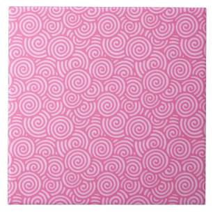 Azulejo De Cerâmica Padrão de espiral japonês - cor-de-rosa menta mole
