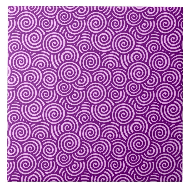 Azulejo De Cerâmica Padrão de espiral japonês - orquídea rosa e roxo (Frente)