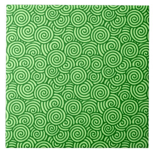 Azulejo De Cerâmica Padrão de espiral japonês - pinheiro e verde limão