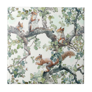 Azulejo De Cerâmica Padrão de esquilos bonitos