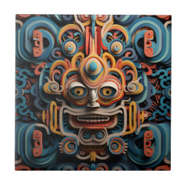 Azulejo De Cerâmica Padrão de estilo de arte 3D de papel vibrante trib