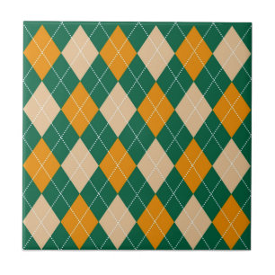 Azulejo De Cerâmica Padrão de Estilo de Mostarda bege Verde Retroativo