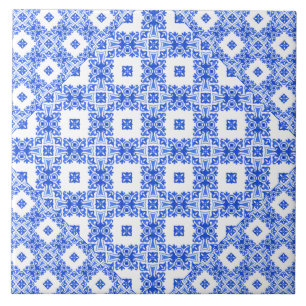 Azulejo De Cerâmica Padrão de estilo delft branco-azul-mediterrânico