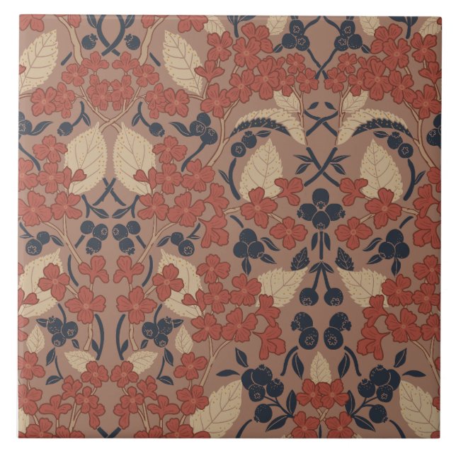 Azulejo De Cerâmica Padrão de estilo outonal William Morris (Frente)