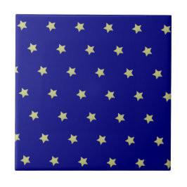 Azulejo De Cerâmica Padrão de Estrela Azul e Dourado Elegante