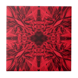 Azulejo De Cerâmica Padrão de estrela do caleidoscópio vermelho