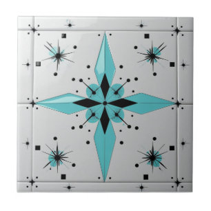 Azulejo De Cerâmica Padrão de Estrela Explosiva Atômica Modernista de