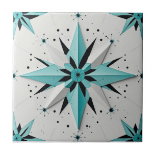 Azulejo De Cerâmica Padrão de Estrela Explosiva Atômica Modernista de