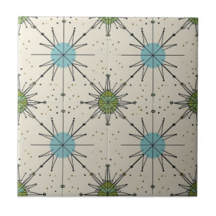 Azulejo De Cerâmica Padrão de Estrela Explosiva Modernista de Meados d