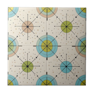 Azulejo De Cerâmica Padrão de Estrela Explosiva Modernista de Meados d