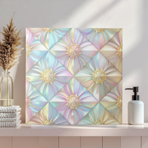 Azulejo De Cerâmica Padrão de Estrela Floral Geométrica Iridescente ID