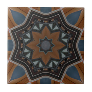 Azulejo De Cerâmica padrão de estrela marrom caleidoscópio...