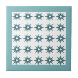 Azulejo De Cerâmica Padrão de Estrela Turquesa Moderno de Meados do Sé