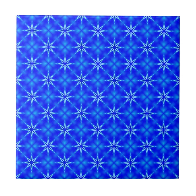 Azulejo De Cerâmica Padrão de estrelas azuis (Frente)