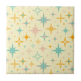 Azulejo De Cerâmica Padrão de estrelas coloridas retrô