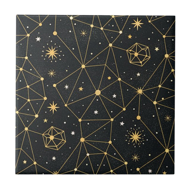 Azulejo De Cerâmica Padrão de Estrelas da Constelação Celeste (3) (Frente)