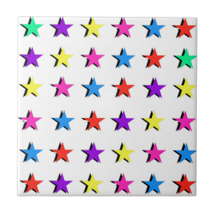 Azulejo De Cerâmica Padrão de Estrelas Geométricas Coloridas