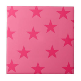 Azulejo De Cerâmica Padrão de Estrelas Geométricas Rosa