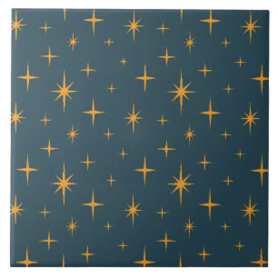 Azulejo De Cerâmica Padrão de Estrelas Moderno de Meados do Século em