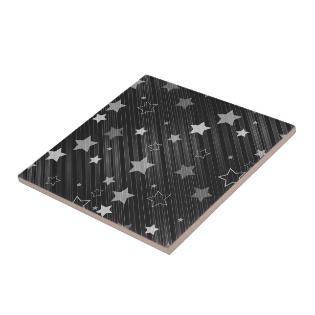 Azulejo De Cerâmica Padrão de estrelas pretas (Lateral)