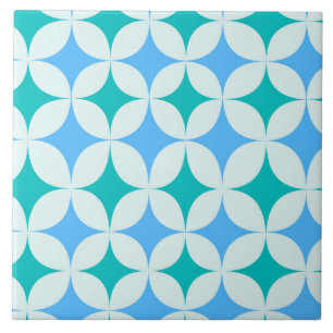 Azulejo De Cerâmica Padrão de Estrelas Retro de Meados do Século em Az