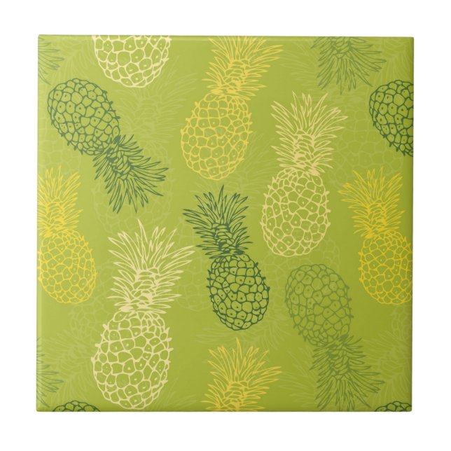 Azulejo De Cerâmica Padrão de Estrutura de Tópicos do Pineapple em Ver (Frente)