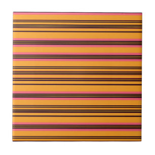 Azulejo De Cerâmica Padrão de Faixa Horizontal Laranja Rosa Ousado