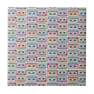 Azulejo De Cerâmica Padrão de fitas de cassete retrô do Pastel