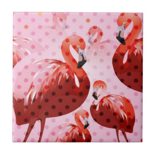 Azulejo De Cerâmica Padrão de Flamingo em Aquarela