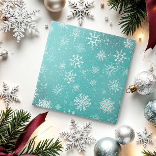 Azulejo De Cerâmica Padrão de Flocos de Neve Azul Turquesa, Inverno Su