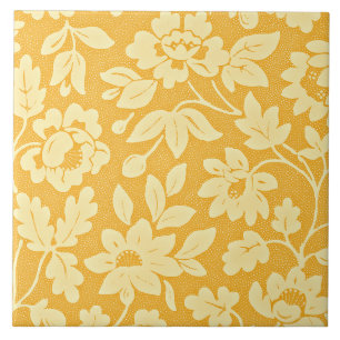 Azulejo De Cerâmica Padrão de Flor Amarela de William Morris