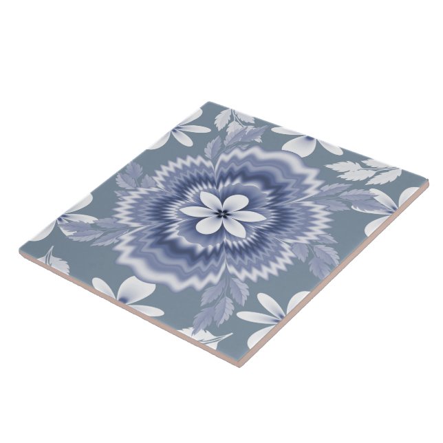 Azulejo De Cerâmica Padrão de Flor Branco Azul (Lateral)