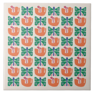 Azulejo De Cerâmica Padrão de Flor da Borboleta