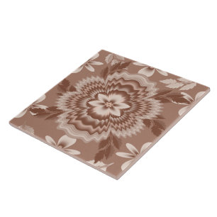Azulejo De Cerâmica Padrão de Flor de Coffee e Leite