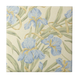 Azulejo De Cerâmica Padrão de flor de íris azul roxo vintage bonito