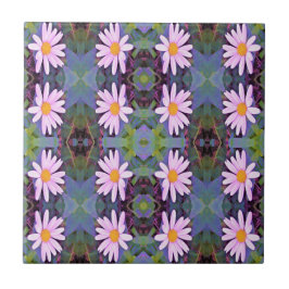 Azulejo De Cerâmica Padrão de Flor de Margarida Rosa Retrô