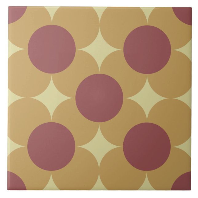 Azulejo De Cerâmica Padrão de Flor do Círculo Retroativo (Frente)