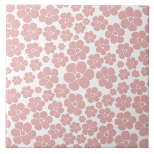 Azulejo De Cerâmica Padrão de Flor - Rosa e Branco