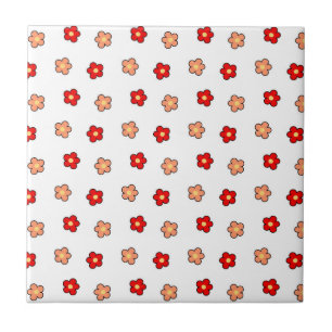 Azulejo De Cerâmica Padrão de Flor Rosa Preppy Fundo Branco